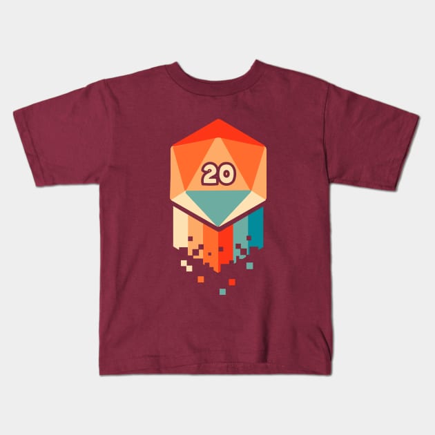 Groovy Retro D20 Flat Kids T-Shirt by artlahdesigns